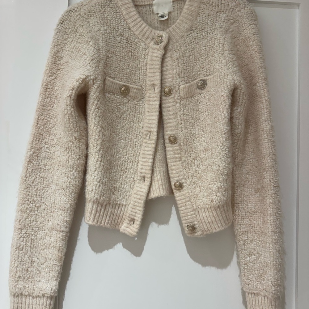 H&M Cream Textured Cardigan